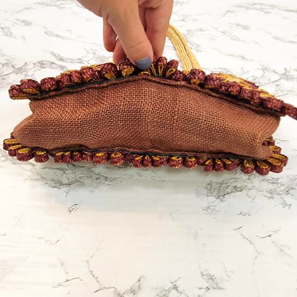 Woven Raffia Daisy Flower Tote Bag Natural Straw Boho 12x9 Medium Shoulder Bag - Picture 5 of 6